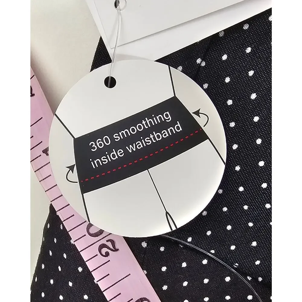 NWT premise black white polkadot stretch pull on pants ankle tummy smoothing 1X